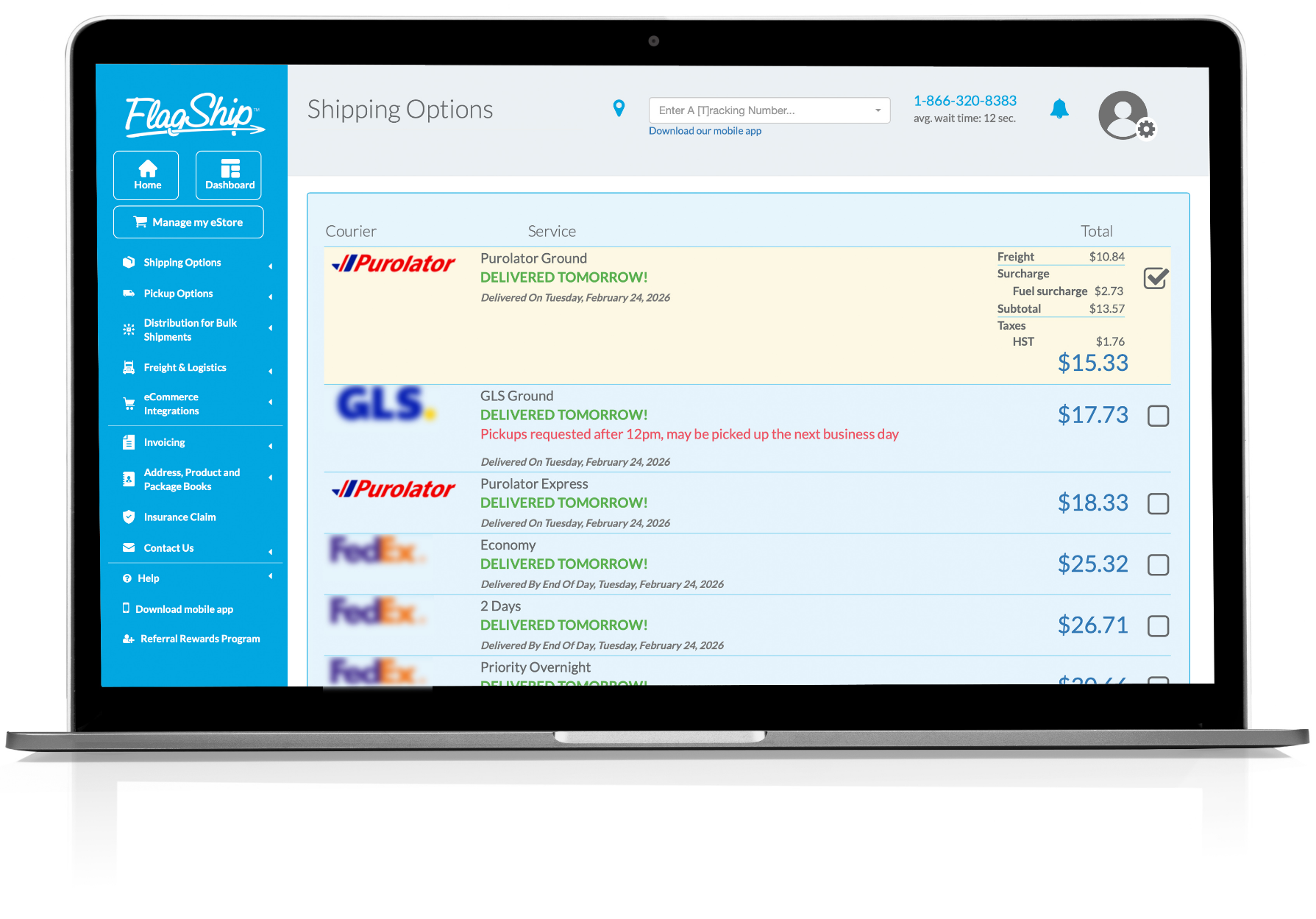 Purolator Shipping Rates Available In Flagship'S Online Shipping System